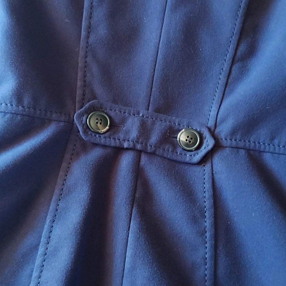 🍁9xHP🍁 H&M Navy Blue Button Up Pleated Pea Coat - Picture 10 of 10